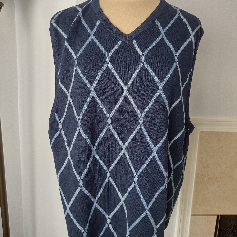 JF Warm Cozy  Blue on Blue Sweater Vest XL